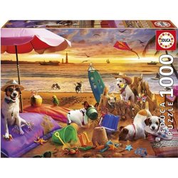 Puzzle - EDUCA - Cani che giocano in spiaggia - 1000 pezzi - 68 x 48 c