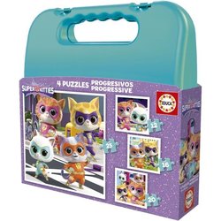 Progressiver Puzzlekoffer - EDUCA - SuperKitties - 12+16+20+25 Teile