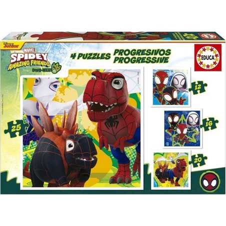 Puzzle progressivi - EDUCA - Dino Spidey - 12+16+20+25 pezzi