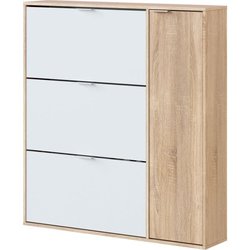 Meuble a chaussure - CLASS - 3 tiroirs abattants et 1 porte - Chene ca