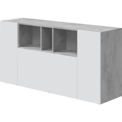 LOIRA Sideboard  Melamin  Artik Weiß und Zement  3 Türen + 3 Aufbew