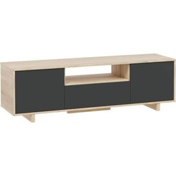 ZAIRA TV-Schrank  Anthrazit und Eichenmelamin  3 Türen  L150 x T41 