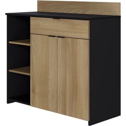 Küchenbuffet - 2 Türen + 1 Schublade - Chene und schwarzes Melamin - L