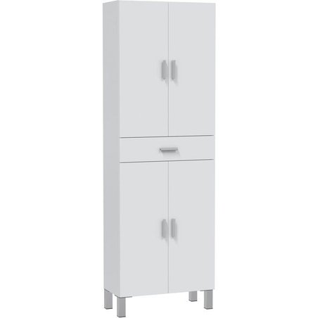 Badezimmerschrank - ARUBA - Weiß glänzend - 4 Türen - 1 Schublade - 60