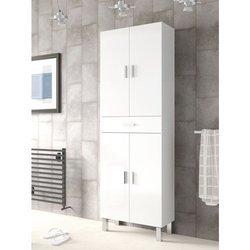 Badezimmerschrank - ARUBA - Weiß glänzend - 4 Türen - 1 Schublade - 60