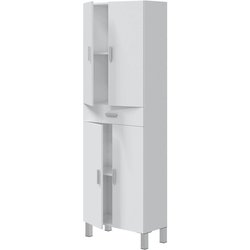 Badezimmerschrank - ARUBA - Weiß glänzend - 4 Türen - 1 Schublade - 60