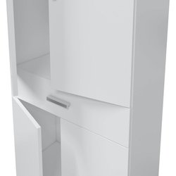 Badezimmerschrank - ARUBA - Weiß glänzend - 4 Türen - 1 Schublade - 60