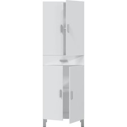 Badezimmerschrank - ARUBA - Weiß glänzend - 4 Türen - 1 Schublade - 60