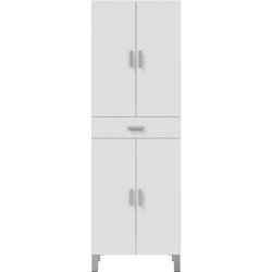 Badezimmerschrank - ARUBA - Weiß glänzend - 4 Türen - 1 Schublade - 60