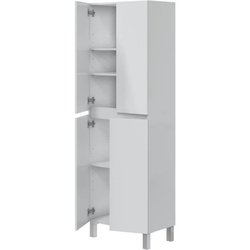 Badezimmerschrank - Doppelsäule - Weiß glänzend - 4 Türen - L60 x T35 