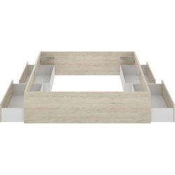 Structure de lit - LAGO - 140 x 190 cm - 4 tiroirs - Chene