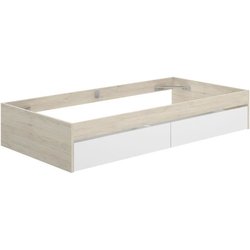 Bettgestell - LAGO - 2 Schubladen - 90 x 190 cm - Weiß/Eiche