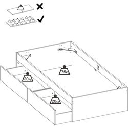 Bettgestell - LAGO - 2 Schubladen - 90 x 190 cm - Weiß/Eiche