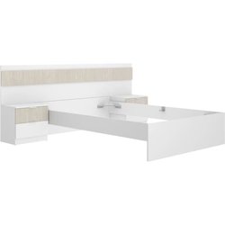 Bettgestell + Kopfteil und 2 Nachttische mit 2 Schubladen  BIANCA  1