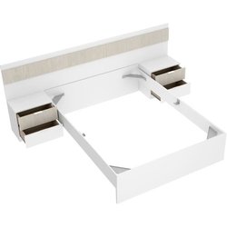 Bettgestell + Kopfteil und 2 Nachttische mit 2 Schubladen  BIANCA  1