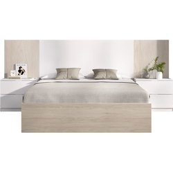 Lit adulte avec chevets intégrés LOMA - 160 x 200 cm - Chene naturel /