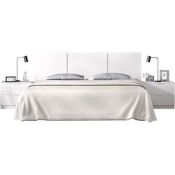 Tete de lit avec chevets intégrés - HAVANA - Blanc - 256,8 x 34,2 x 96