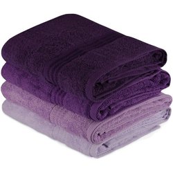 Ensemble de 4 serviettes de bain - 70 x 140 cm - Violet