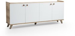 Buffet scandinave - SUMER - 4 portes - 180 x 78 x 41 cm - Chene / Blan