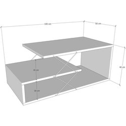 Mesa de centro - CAYENNE - Rectangular - Antracita - 100 x 50 x 40 cm