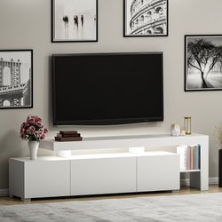 TV-Ständer mit LED-Beleuchtung - BELIZ - Weiß - 192 x 53 x 37 cm