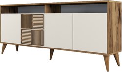 Sideboard  MILAN  4 Türen  180 x 78 x 35 cm  Nussbaum/Creme