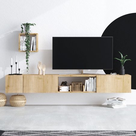 TV-Möbel und Wandregal  AVIOR  Saphir-Eiche  180 x 25 x 32 cm