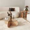 Glazen salontafel - BUBBLE - Rond - Saffier Eiken - 75 x 75 x 35 cm