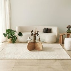 Glazen salontafel - BUBBLE - Rond - Saffier Eiken - 75 x 75 x 35 cm