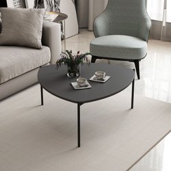 Couchtisch - LENNY - Oval - Metall - Anthrazit - 90 x 40 x 89 cm