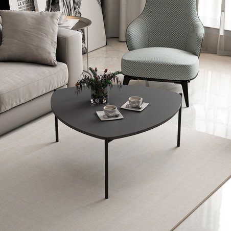 Couchtisch - LENNY - Oval - Metall - Anthrazit - 90 x 40 x 89 cm