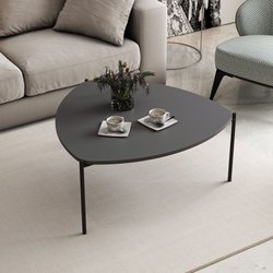 Couchtisch - LENNY - Oval - Metall - Anthrazit - 90 x 40 x 89 cm