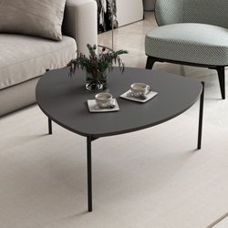 Couchtisch - LENNY - Oval - Metall - Anthrazit - 90 x 40 x 89 cm