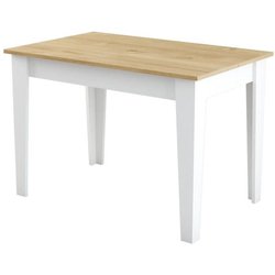 Keukentafel met opbergruimte - KIEVA - Melamine - Wit/Eiken - Rechthoe