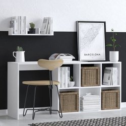 Bureau d étude élégant - JACK - Blanc / Chene - 145 x 74 x 45 cm