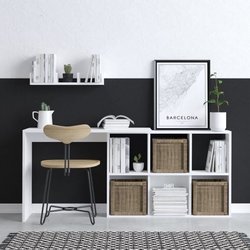 Bureau d étude élégant - JACK - Blanc / Chene - 145 x 74 x 45 cm
