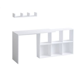 Bureau d étude élégant - JACK - Blanc / Chene - 145 x 74 x 45 cm