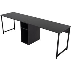 Bureau d étude moderne avec pieds en métal - TWIN - Anthracite / Noir 
