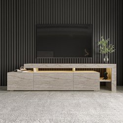 TV-Ständer mit LED-Beleuchtung  BELIZ  Travertinmarmor  192 x 53 x 
