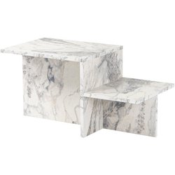Mesa de centro - HARMONY - Rectangular - Efecto mármol fresia - 80 x 4