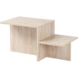 Couchtisch - HARMONY - Rechteckig - Travertinoptik - 80 x 40 x 40 cm
