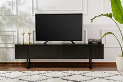Meuble TV - SERENITY - Noir - 180 x 50 x 30 cm