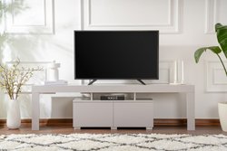 Meuble TV - ENCLAVE - Gris - 180 x 50 x 31 cm