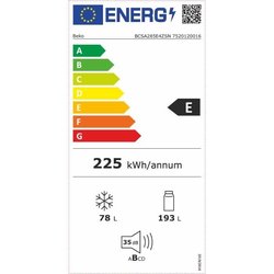 BEKO BCSA285E4ZSN kombinierter integrierter Kühlschrank  271 l  Weiß
