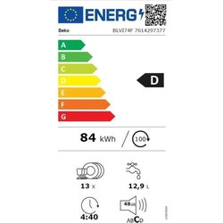 Vollintegrierter Geschirrspüler  BEKO  BLVI74F  13 Maßgedecke  48 