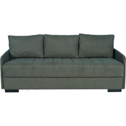 Canapé convertible 3 places  - BETTA - Tissu vert foncé - Couchage 145