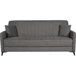 Canapé convertible - 3 places  - ENZO - Tissu taupe - 2 coussins - Cof