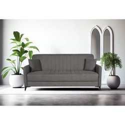 Umwandelbares Sofa  3 Plätze  ENZO  Stoff in Taupe  2 Kissen  Auf
