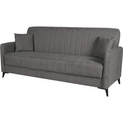 Umwandelbares Sofa  3 Plätze  ENZO  Stoff in Taupe  2 Kissen  Auf