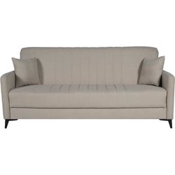 Canapé convertible - 3 places  - ENZO - Tissu beige - 2 coussins - Cof